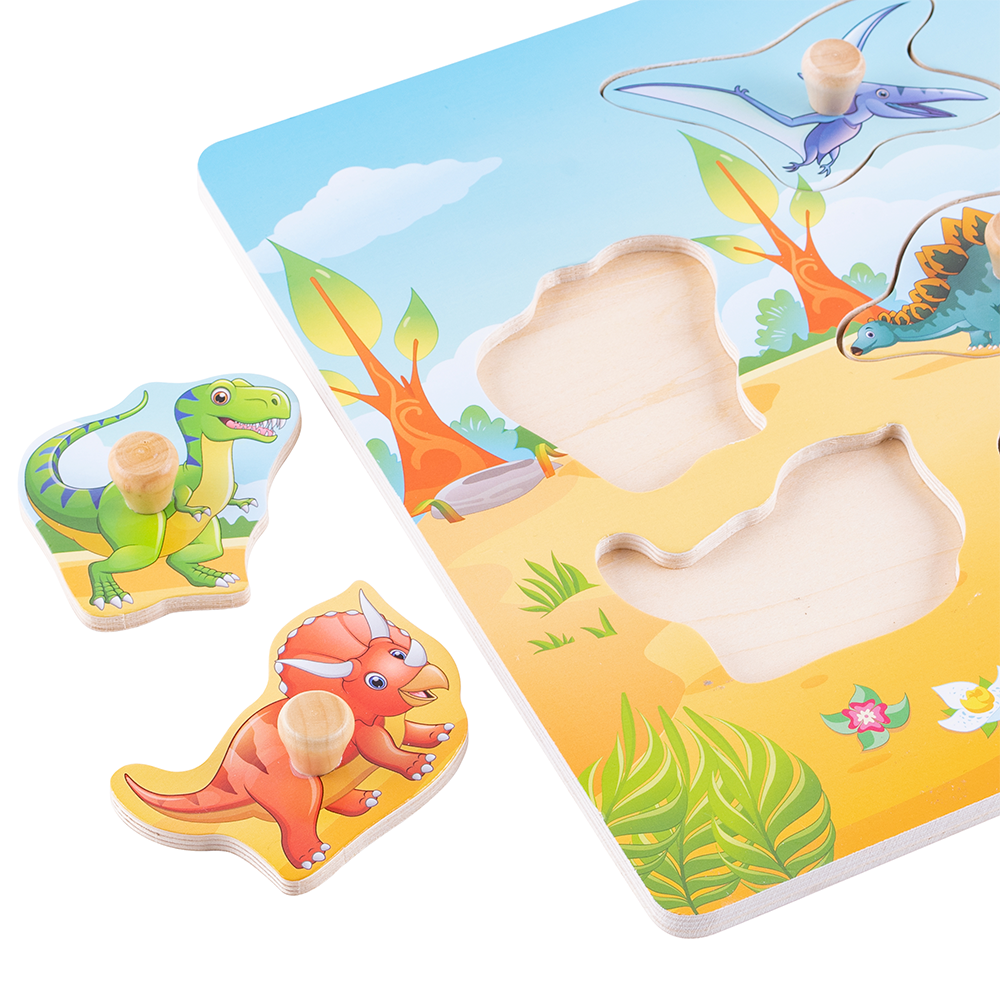 Encaje Dinosaurios de Madera con mango - Imagen 3