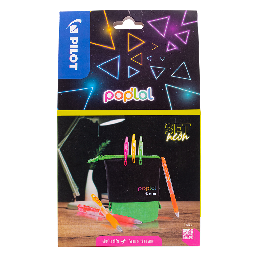 Set Lápiz Gel POP'LOL 6u c/Estuche Retráctil Verde - Imagen 3