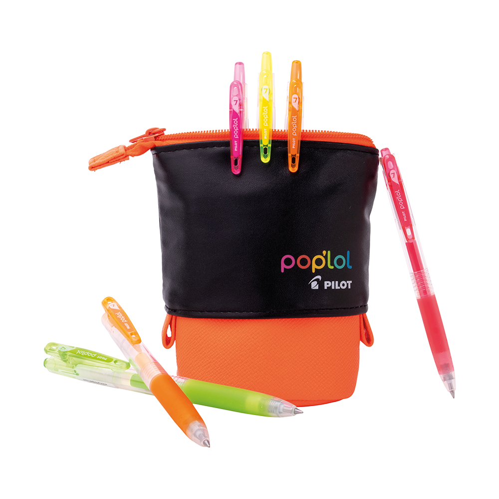 Set Lápiz Gel POP'LOL 6u c/Estuche Retráctil Naranjo