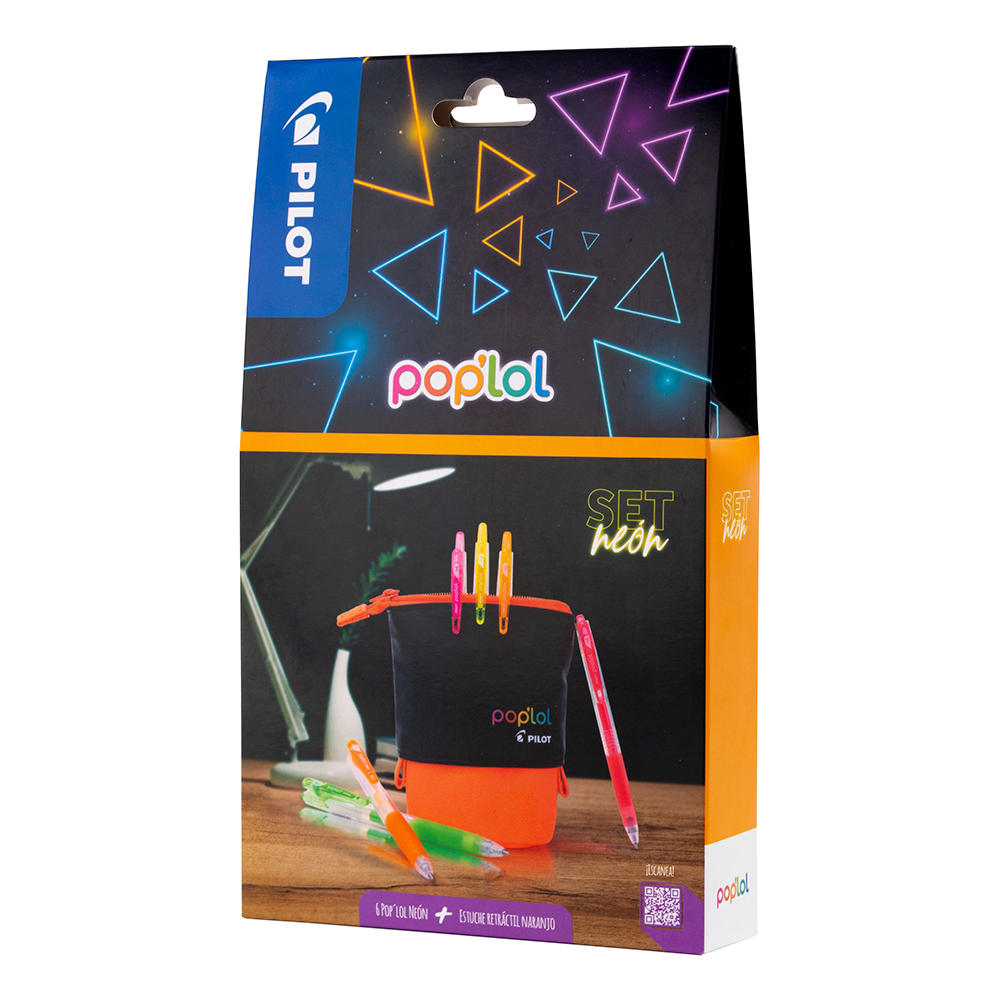 Set Lápiz Gel POP'LOL 6u c/Estuche Retráctil Naranjo - Imagen 3