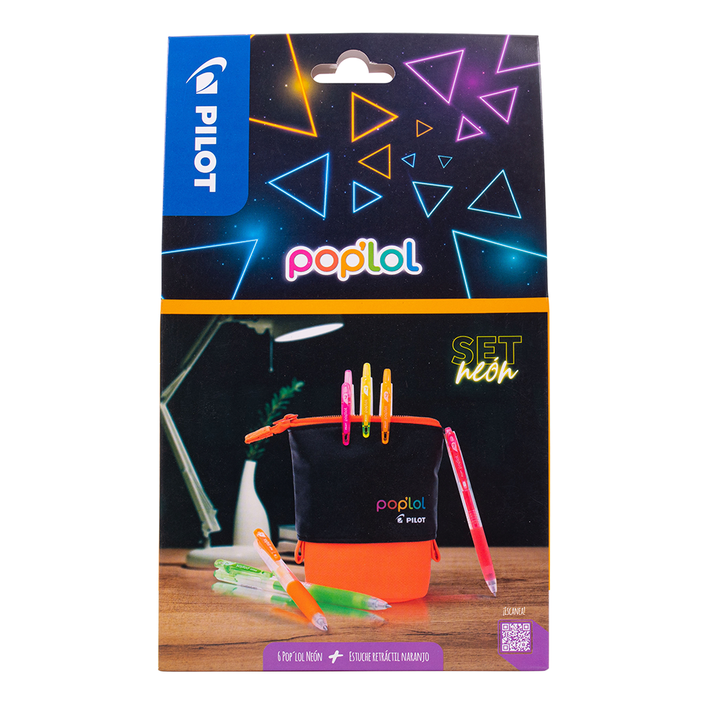 Set Lápiz Gel POP'LOL 6u c/Estuche Retráctil Naranjo - Imagen 2
