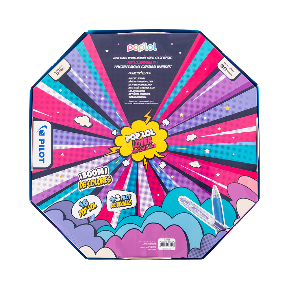 Set Lápiz Gel POPLOL 0.7 16u Magenta Sky - Imagen 2